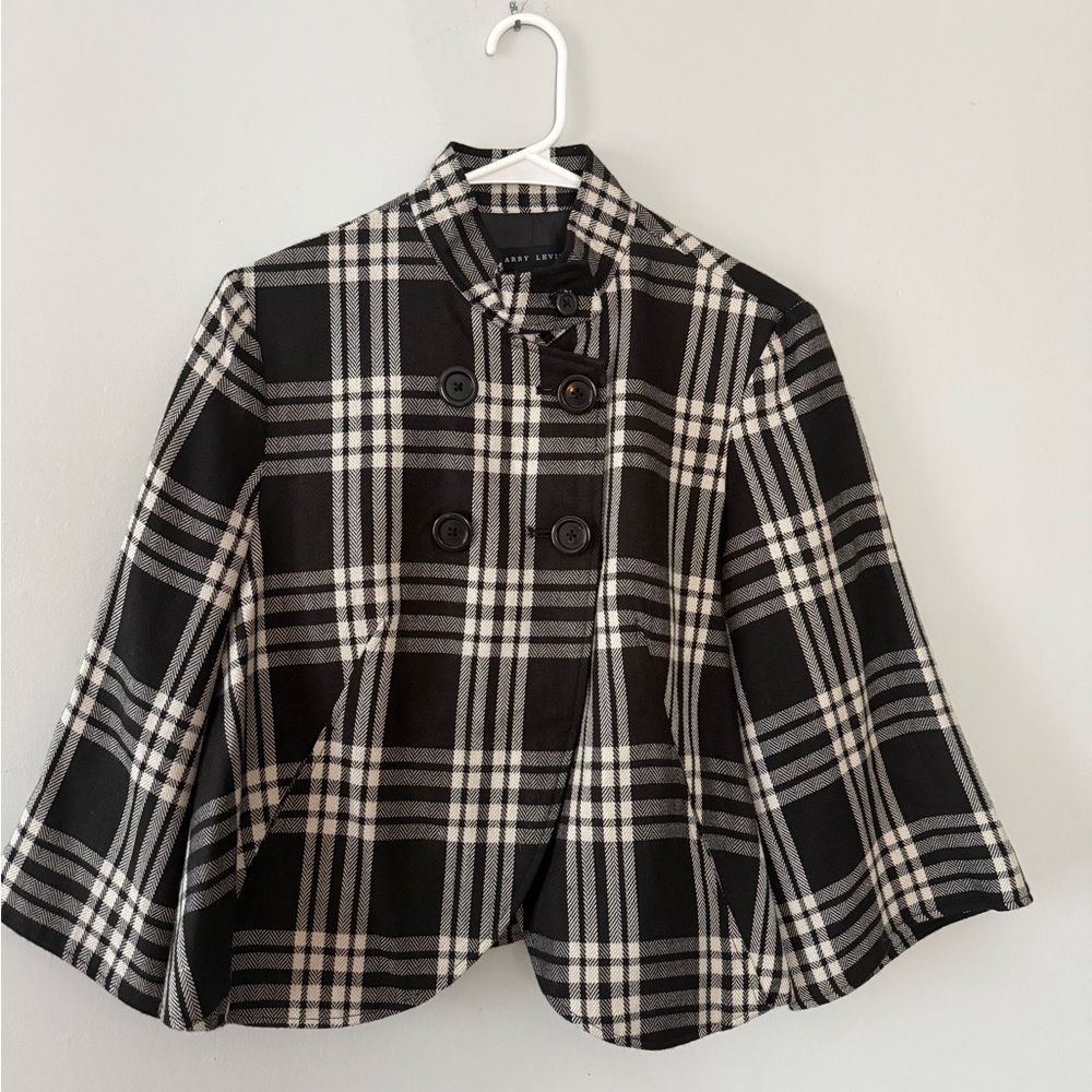 Larry Levine Black and White Plaid Jacket